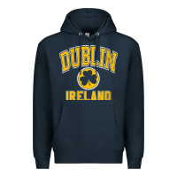 Navy womens dublin ireland varsity style shamrock green with amber print v Premium Hoodie - linhVisuals