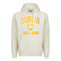 Oatmeal Heather womens dublin ireland varsity style shamrock green with amber print v Premium Hoodie - linhVisuals
