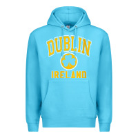 Ocean Blue womens dublin ireland varsity style shamrock green with amber print v Premium Hoodie - linhVisuals
