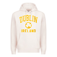 Pale Pink womens dublin ireland varsity style shamrock green with amber print v Premium Hoodie - linhVisuals