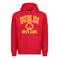 Red womens dublin ireland varsity style shamrock green with amber print v Premium Hoodie - linhVisuals