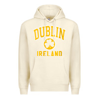 Sandshell womens dublin ireland varsity style shamrock green with amber print v Premium Hoodie - linhVisuals