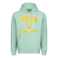 Seafoam womens dublin ireland varsity style shamrock green with amber print v Premium Hoodie - linhVisuals