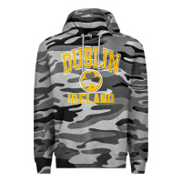 Slate Camo womens dublin ireland varsity style shamrock green with amber print v Premium Hoodie - linhVisuals