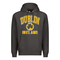 Smoke womens dublin ireland varsity style shamrock green with amber print v Premium Hoodie - linhVisuals