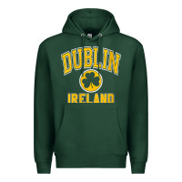 Sports Green womens dublin ireland varsity style shamrock green with amber print v Premium Hoodie - linhVisuals
