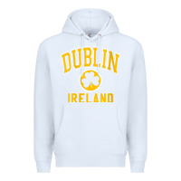 White womens dublin ireland varsity style shamrock green with amber print v Premium Hoodie - linhVisuals