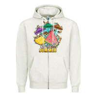 Oatmeal Heather sweet summer watermelon pineapple fruits Zipper Hoodie - RanaPortraitStore