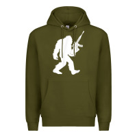Army Green bigfoot with rifle sasquatch 2nd amendment gun t shirt Premium Hoodie - linhVisuals