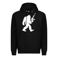 Black bigfoot with rifle sasquatch 2nd amendment gun t shirt Premium Hoodie - linhVisuals