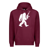 Burgundy bigfoot with rifle sasquatch 2nd amendment gun t shirt Premium Hoodie - linhVisuals