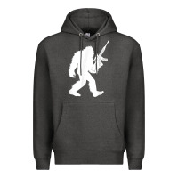 Charcoal Heather bigfoot with rifle sasquatch 2nd amendment gun t shirt Premium Hoodie - linhVisuals