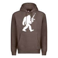 Coffee bigfoot with rifle sasquatch 2nd amendment gun t shirt Premium Hoodie - linhVisuals