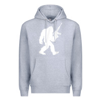 Heather Grey bigfoot with rifle sasquatch 2nd amendment gun t shirt Premium Hoodie - linhVisuals