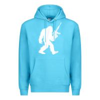 Ocean Blue bigfoot with rifle sasquatch 2nd amendment gun t shirt Premium Hoodie - linhVisuals
