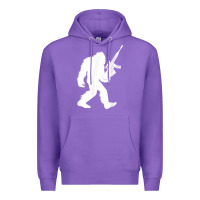 Purple bigfoot with rifle sasquatch 2nd amendment gun t shirt Premium Hoodie - linhVisuals