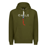 Army Green chilean map and flag   distressed chile souvenir t shirt Premium Hoodie - linhVisuals