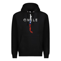 Black chilean map and flag   distressed chile souvenir t shirt Premium Hoodie - linhVisuals