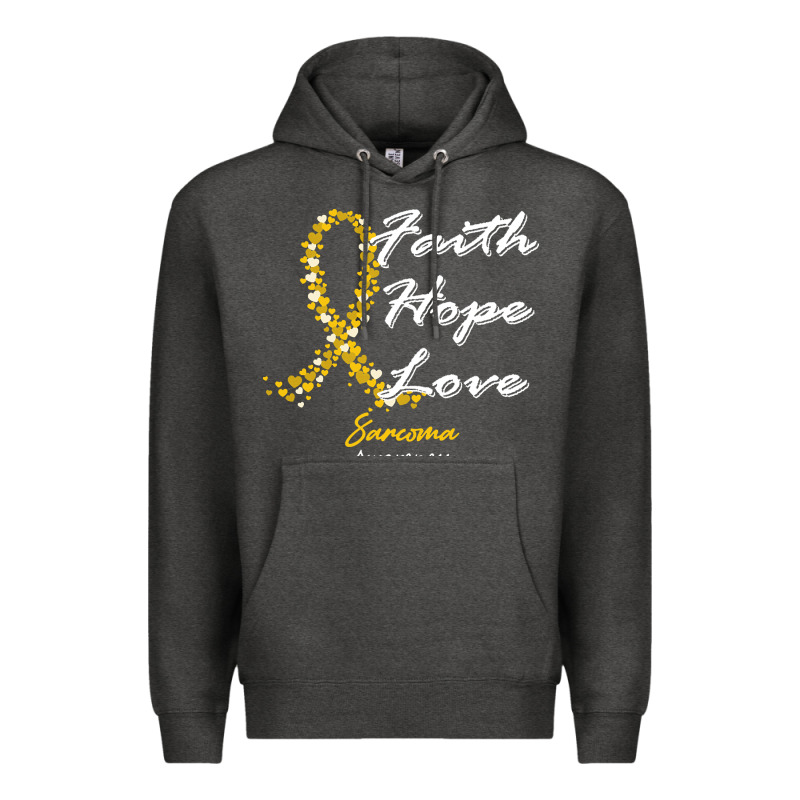 Sarcoma Awareness T  Shirt Sarcoma Awareness Faith Hope Love   In This Premium Hoodie by linhVisuals | Teevron