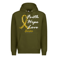 Army Green sarcoma awareness t  shirt sarcoma awareness faith hope love   in this Premium Hoodie - linhVisuals