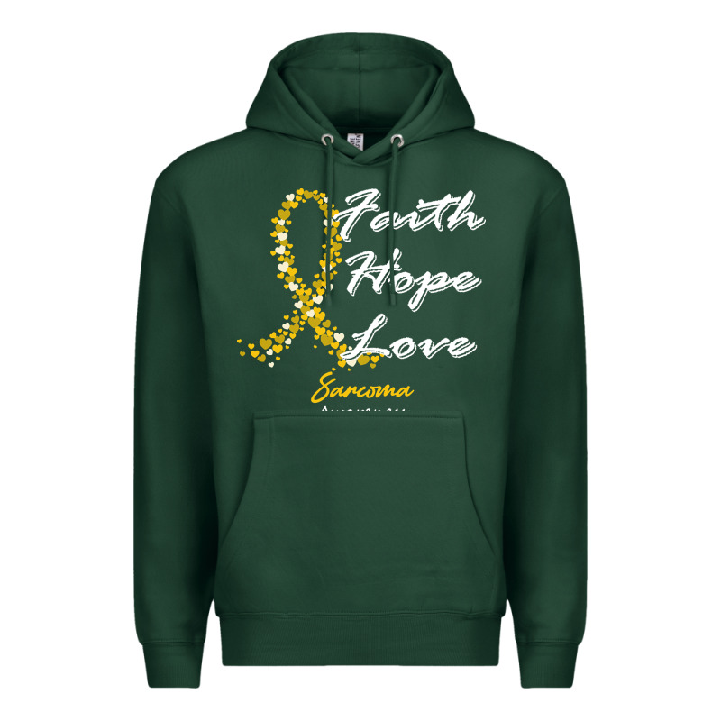 Sarcoma Awareness T  Shirt Sarcoma Awareness Faith Hope Love   In This Premium Hoodie by linhVisuals | Teevron