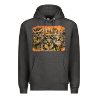 Charcoal Heather camouflage bunny background Premium Hoodie - BarkalooDesign