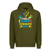 Army Green world down syndrome day t shirt support and awareness 3.21 t shirt Premium Hoodie - linhVisuals