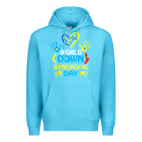 Ocean Blue world down syndrome day t shirt support and awareness 3.21 t shirt Premium Hoodie - linhVisuals