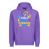 Purple world down syndrome day t shirt support and awareness 3.21 t shirt Premium Hoodie - linhVisuals