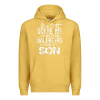 Antique Gold you can't scare me i have four daughters and a son funny dad t shirt Premium Hoodie - linhVisuals