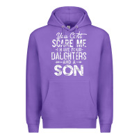 Purple you can't scare me i have four daughters and a son funny dad t shirt Premium Hoodie - linhVisuals