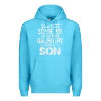 Ocean Blue you can't scare me i have four daughters and a son funny dad t shirt Premium Hoodie - linhVisuals