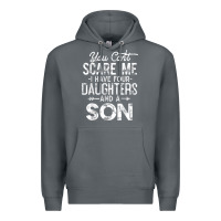 Rock you can't scare me i have four daughters and a son funny dad t shirt Premium Hoodie - linhVisuals