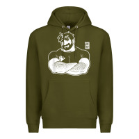 Army Green bobo bear   adam likes crossing arms t shirt Premium Hoodie - linhVisuals