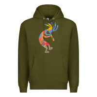 Army Green dancing kokopelli southwestern usa native american symbol t shirt Premium Hoodie - linhVisuals