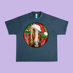 Belgian Horse  Christmas Urban Heavy Tee Designed By Lillyallendesigns