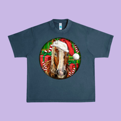 Belgian Horse  Christmas Urban Heavy Tee Designed By Lillyallendesigns