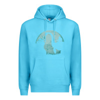 Ocean Blue bigfoot riding loch ness monster sasquatch ufo abduction pullover hood Premium Hoodie - linhVisuals