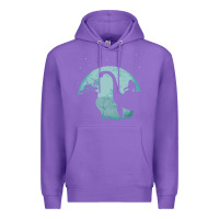 Purple bigfoot riding loch ness monster sasquatch ufo abduction pullover hood Premium Hoodie - linhVisuals