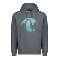Rock bigfoot riding loch ness monster sasquatch ufo abduction pullover hood Premium Hoodie - linhVisuals