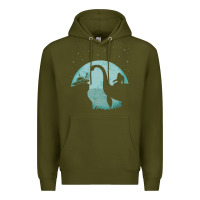 Army Green bigfoot riding loch ness monster sasquatch ufo abduction pullover hood Premium Hoodie - linhVisuals
