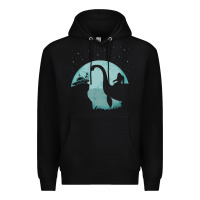 Black bigfoot riding loch ness monster sasquatch ufo abduction pullover hood Premium Hoodie - linhVisuals