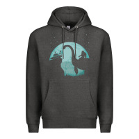 Charcoal Heather bigfoot riding loch ness monster sasquatch ufo abduction pullover hood Premium Hoodie - linhVisuals