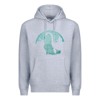 Heather Grey bigfoot riding loch ness monster sasquatch ufo abduction pullover hood Premium Hoodie - linhVisuals