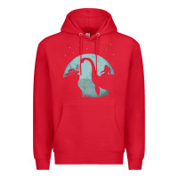 Red bigfoot riding loch ness monster sasquatch ufo abduction pullover hood Premium Hoodie - linhVisuals