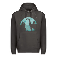 Smoke bigfoot riding loch ness monster sasquatch ufo abduction pullover hood Premium Hoodie - linhVisuals