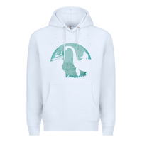White bigfoot riding loch ness monster sasquatch ufo abduction pullover hood Premium Hoodie - linhVisuals