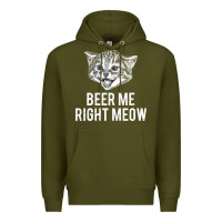Army Green beer me right meow Premium Hoodie - linhVisuals
