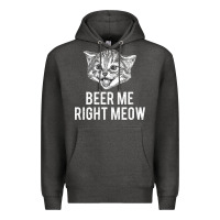 Charcoal Heather beer me right meow Premium Hoodie - linhVisuals