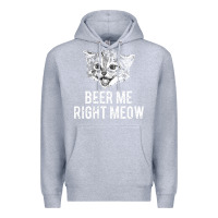 Heather Grey beer me right meow Premium Hoodie - linhVisuals
